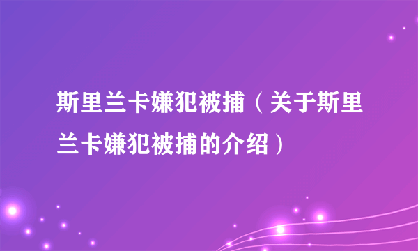 斯里兰卡嫌犯被捕（关于斯里兰卡嫌犯被捕的介绍）