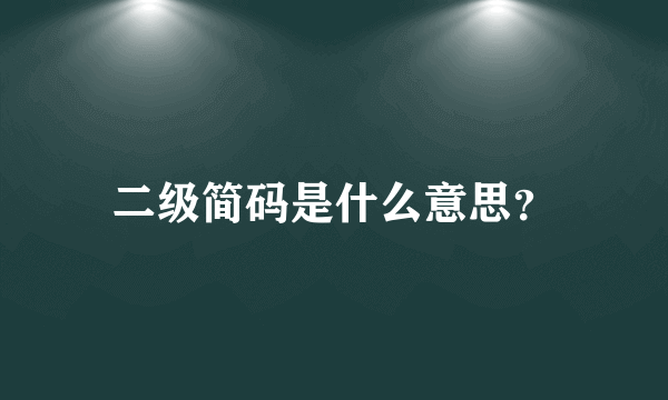 二级简码是什么意思？