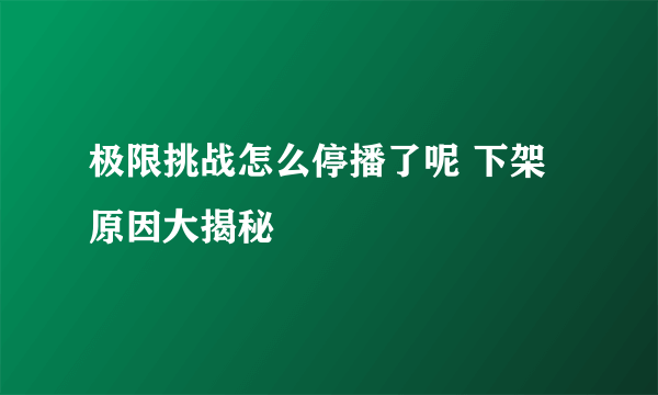 极限挑战怎么停播了呢 下架原因大揭秘