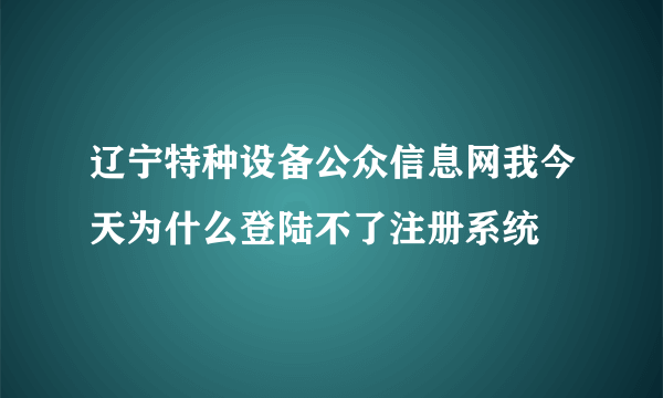 辽宁特种设备公众信息网我今天为什么登陆不了注册系统