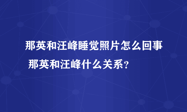 那英和汪峰睡觉照片怎么回事 那英和汪峰什么关系？