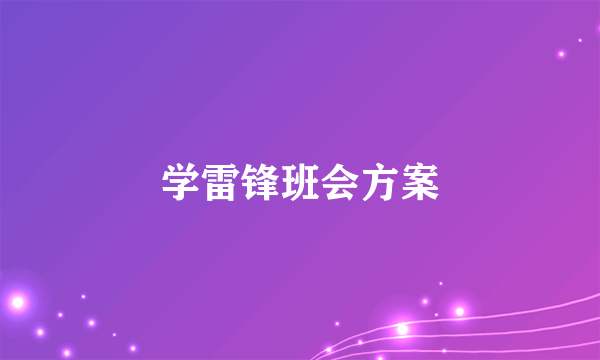 学雷锋班会方案