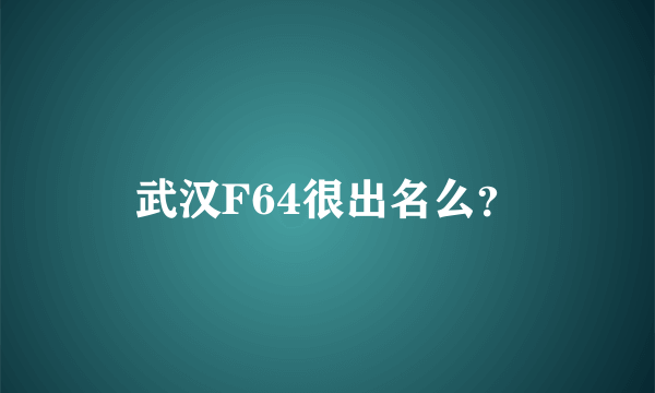 武汉F64很出名么？