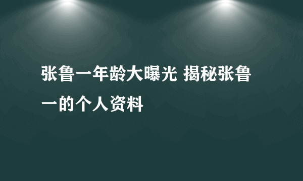 张鲁一年龄大曝光 揭秘张鲁一的个人资料