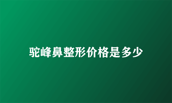 驼峰鼻整形价格是多少