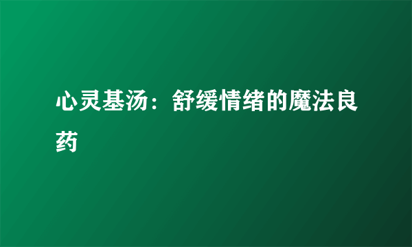 心灵基汤：舒缓情绪的魔法良药