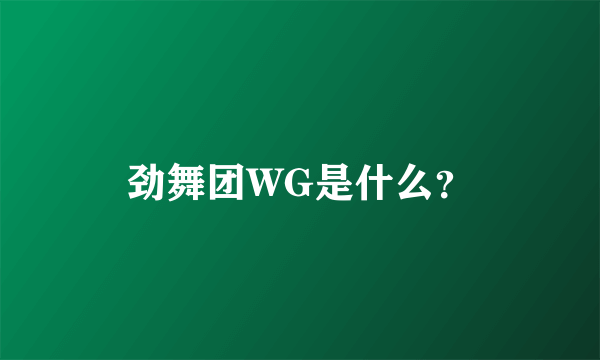 劲舞团WG是什么？