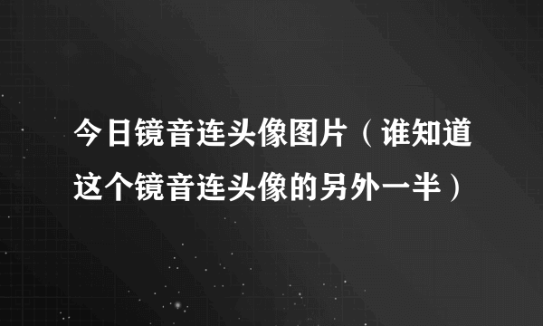 今日镜音连头像图片（谁知道这个镜音连头像的另外一半）