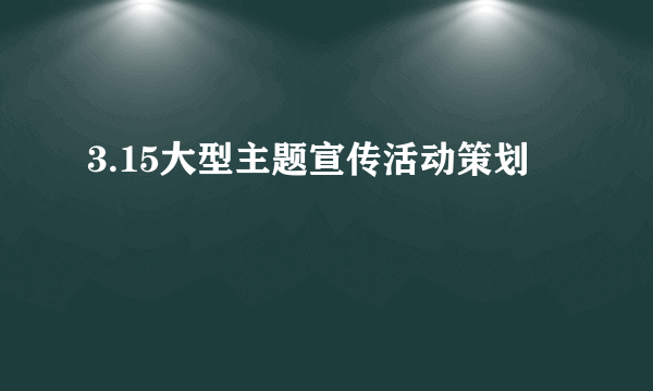 3.15大型主题宣传活动策划