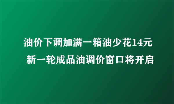 油价下调加满一箱油少花14元 新一轮成品油调价窗口将开启