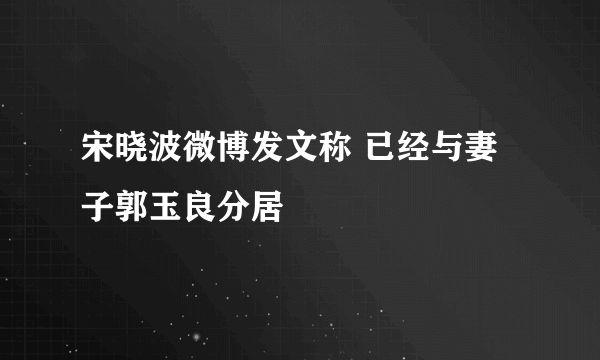 宋晓波微博发文称 已经与妻子郭玉良分居