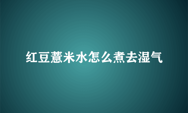 红豆薏米水怎么煮去湿气