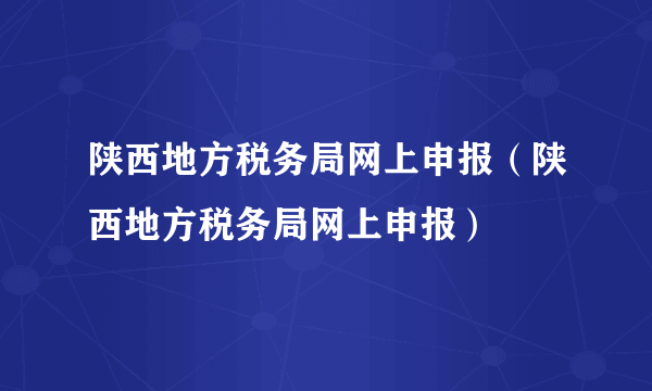 陕西地方税务局网上申报（陕西地方税务局网上申报）