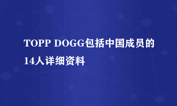 TOPP DOGG包括中国成员的14人详细资料