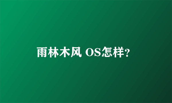 雨林木风 OS怎样？