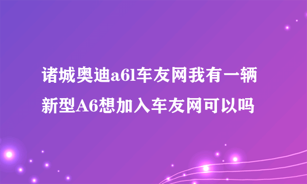 诸城奥迪a6l车友网我有一辆新型A6想加入车友网可以吗