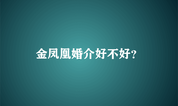 金凤凰婚介好不好？