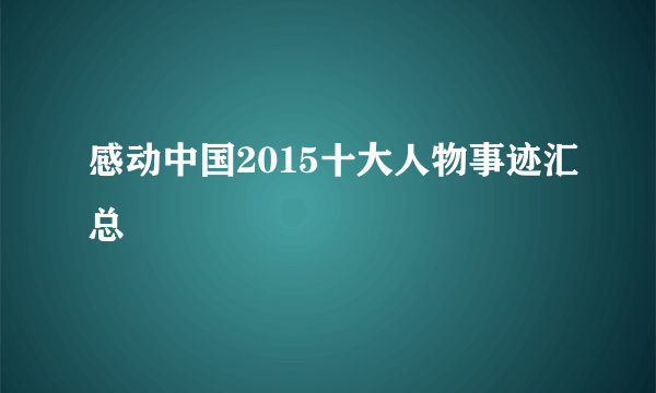 感动中国2015十大人物事迹汇总