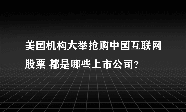 美国机构大举抢购中国互联网股票 都是哪些上市公司？