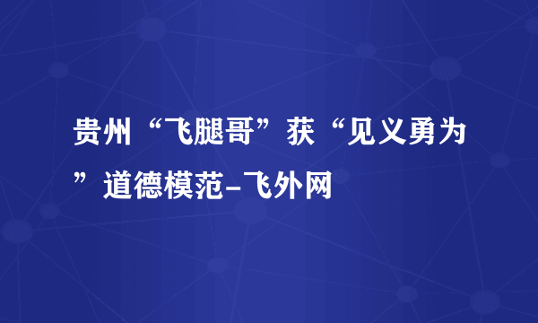 贵州“飞腿哥”获“见义勇为”道德模范-飞外网