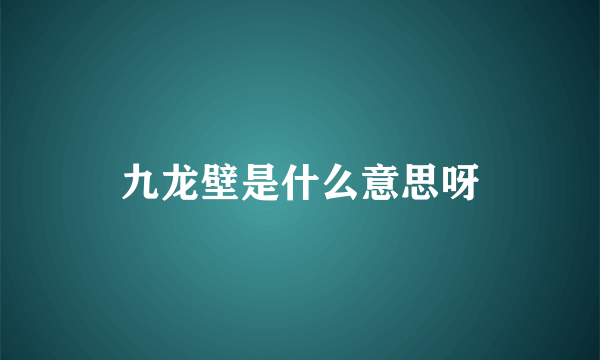 九龙壁是什么意思呀