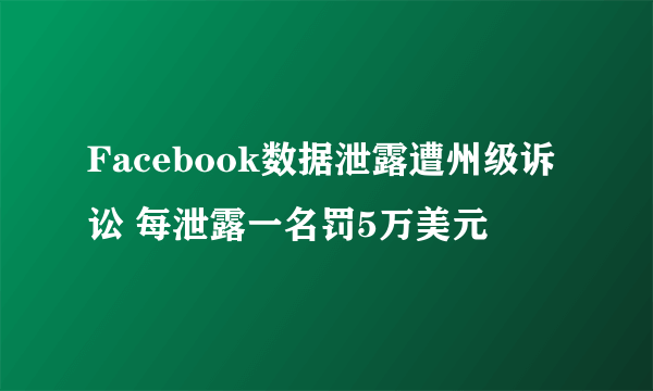 Facebook数据泄露遭州级诉讼 每泄露一名罚5万美元