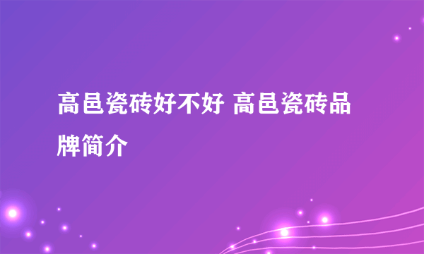 高邑瓷砖好不好 高邑瓷砖品牌简介