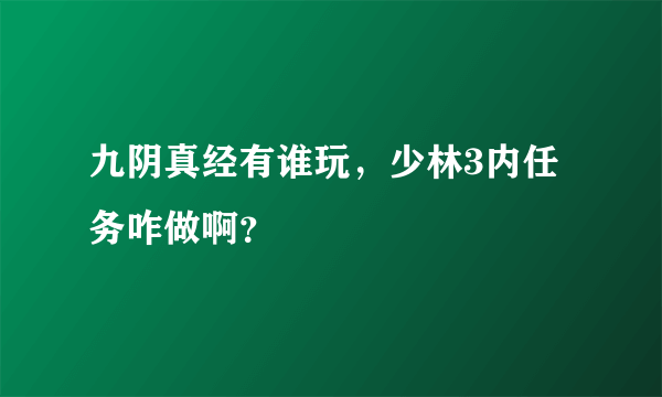 九阴真经有谁玩，少林3内任务咋做啊？