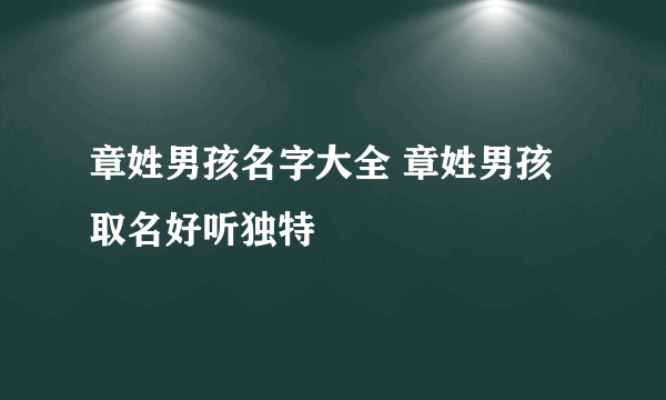 章姓男孩名字大全 章姓男孩取名好听独特