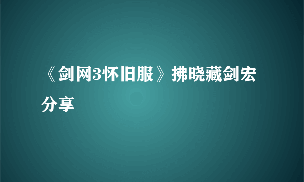 《剑网3怀旧服》拂晓藏剑宏分享