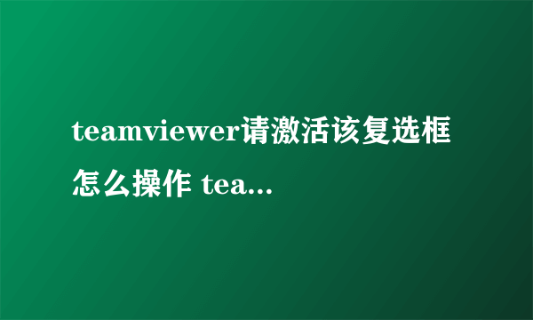 teamviewer请激活该复选框怎么操作 teamviewer激活授权码