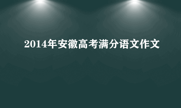 2014年安徽高考满分语文作文