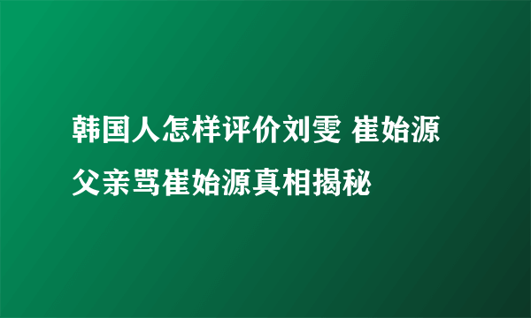 韩国人怎样评价刘雯 崔始源父亲骂崔始源真相揭秘