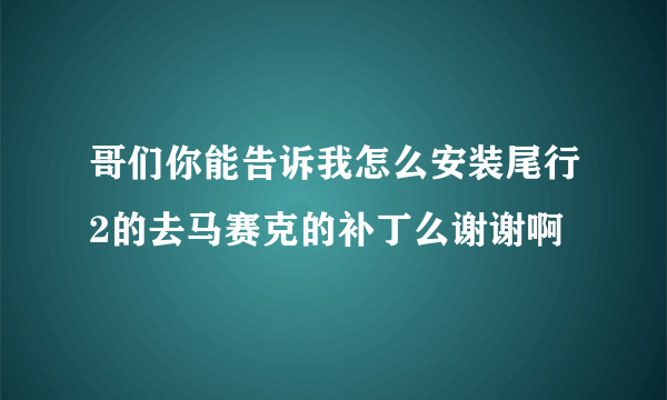 哥们你能告诉我怎么安装尾行2的去马赛克的补丁么谢谢啊