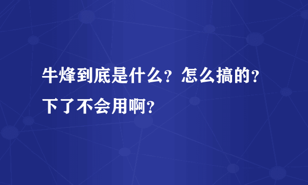 牛烽到底是什么？怎么搞的？下了不会用啊？