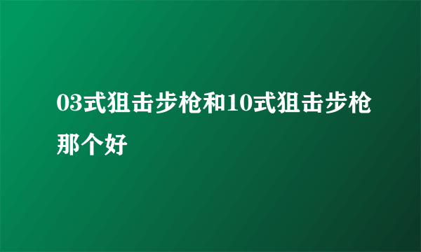 03式狙击步枪和10式狙击步枪那个好