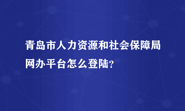 青岛市人力资源和社会保障局网办平台怎么登陆？