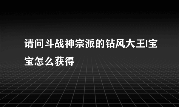 请问斗战神宗派的钻风大王|宝宝怎么获得