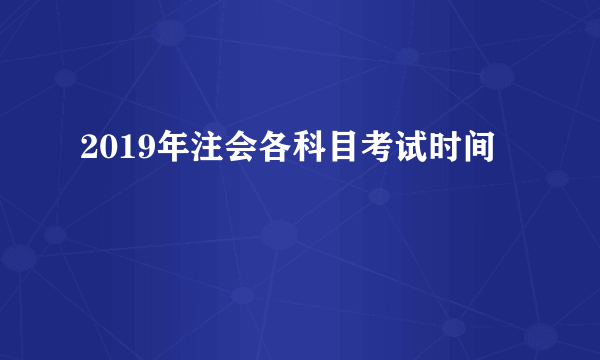 2019年注会各科目考试时间