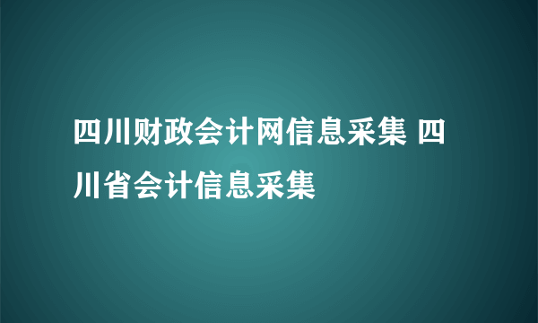 四川财政会计网信息采集 四川省会计信息采集