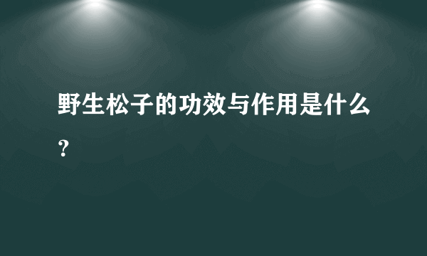 野生松子的功效与作用是什么？