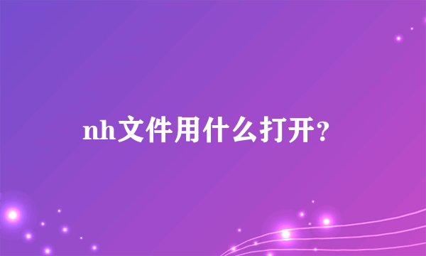 nh文件用什么打开？