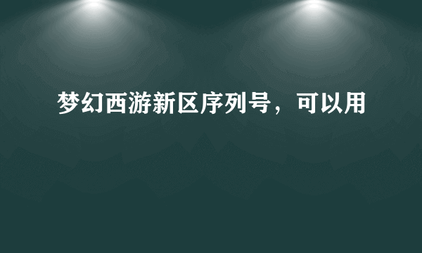 梦幻西游新区序列号，可以用