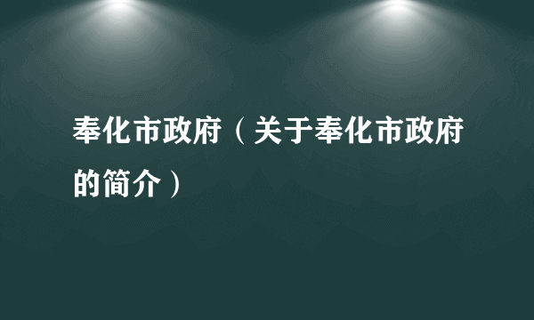 奉化市政府（关于奉化市政府的简介）