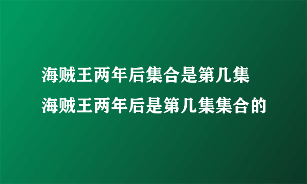 海贼王两年后集合是第几集  海贼王两年后是第几集集合的