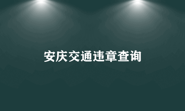 安庆交通违章查询