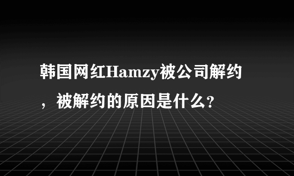 韩国网红Hamzy被公司解约，被解约的原因是什么？