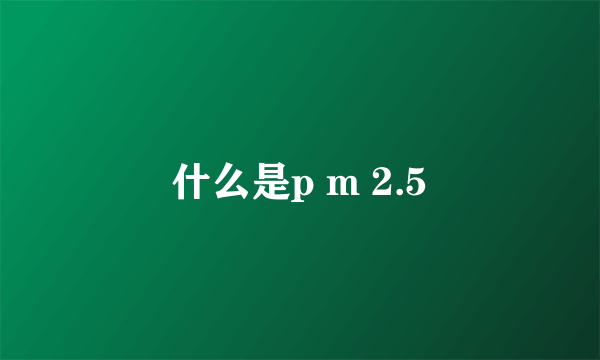 什么是p m 2.5