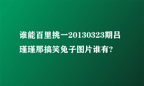 谁能百里挑一20130323期吕瑾瑾那搞笑兔子图片谁有?