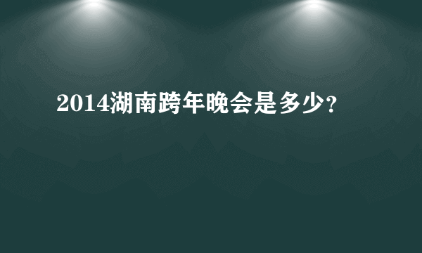 2014湖南跨年晚会是多少？